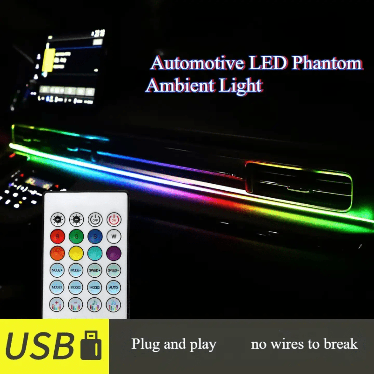 AUTOXPO car led K4 dashboard ambient cardi style led strip light 1 strip of 110cm Bluetooth app controlled remote rgb atmosphere led universal usb plug and play - AUTOXPO