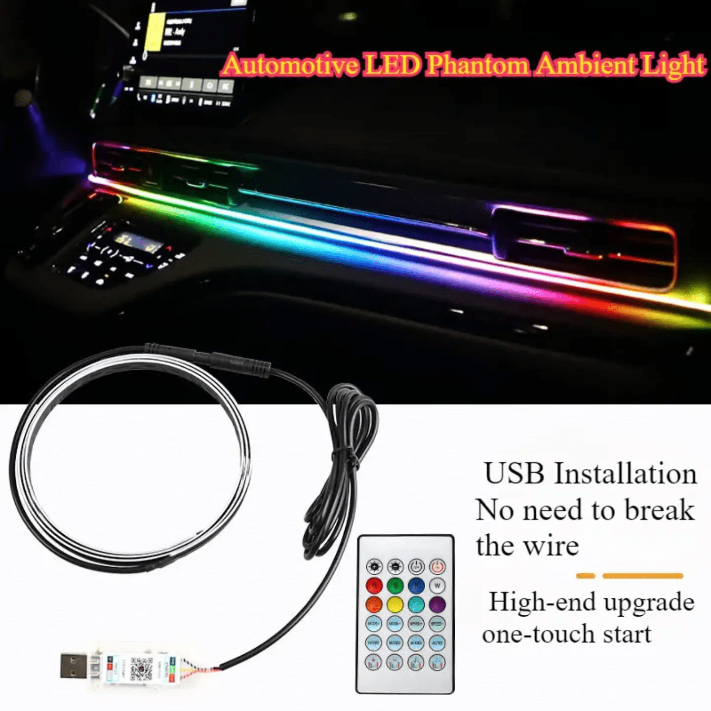 AUTOXPO car led K4 dashboard ambient cardi style led strip light 1 strip of 110cm Bluetooth app controlled remote rgb atmosphere led universal usb plug and play - AUTOXPO