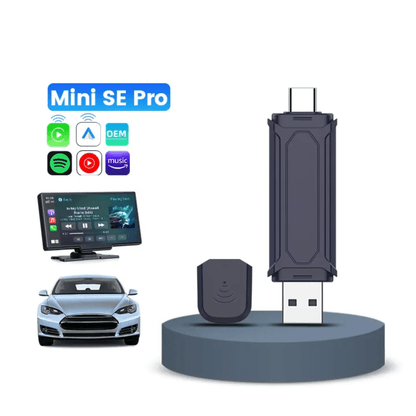 The Mini SE - 5B PRO is a wireless CarPlay and Android Auto adapter that converts wired connections to wireless, supporting seamless phone - to - car screen functions like music, navigation, and voice control via Siri or Google Assistant - AUTOXPO