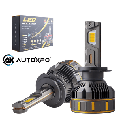 AUTOXPO 360WATTS 48000LM Four Copper Tube APP Control Color / wattage Adjustable Car Led Lights H4 dual beam Led Headlights Super bright bulbs car & bike led headlight (pack of 2 bulbs) - AUTOXPO