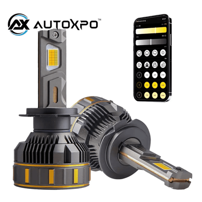 AUTOXPO 360WATTS 48000LM Four Copper Tube APP Control Color / wattage Adjustable Car Led Lights H4 dual beam Led Headlights Super bright bulbs car & bike led headlight (pack of 2 bulbs) - AUTOXPO