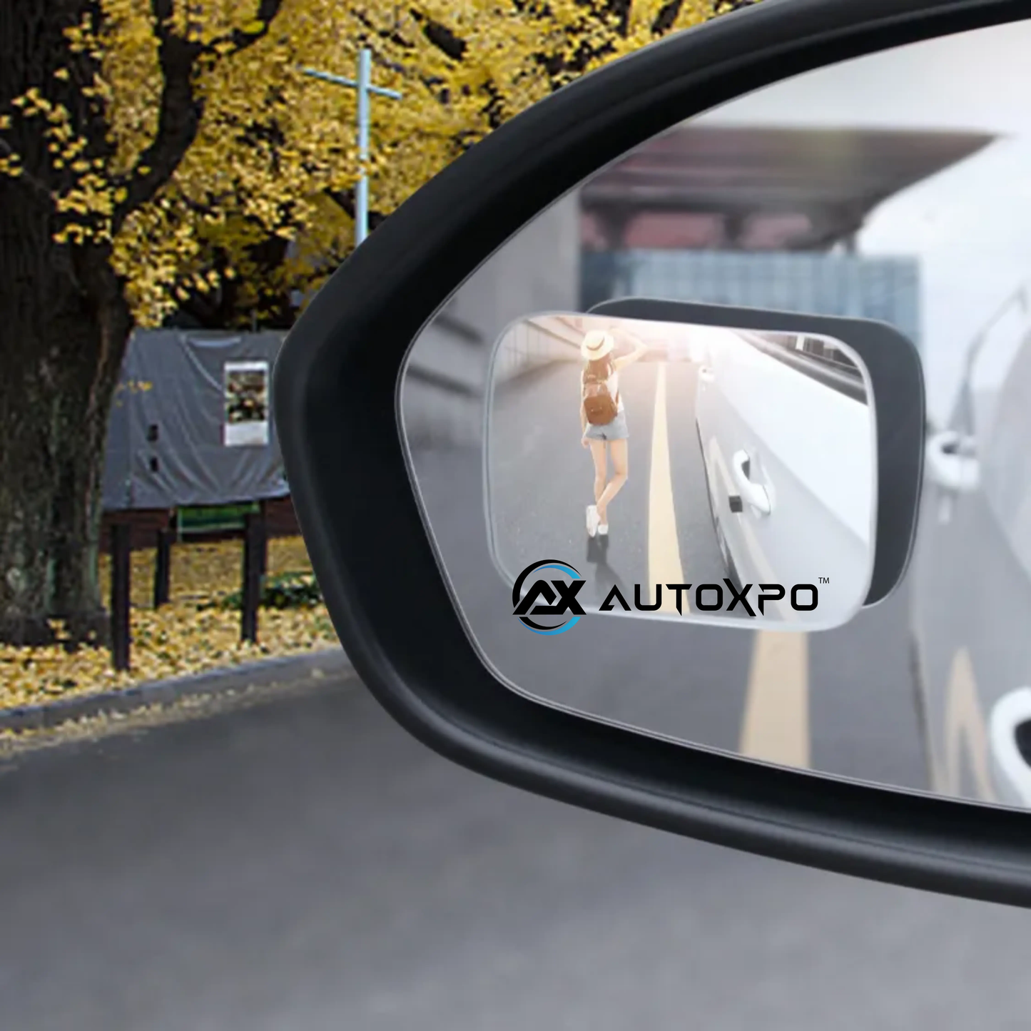Premium quality Convex frameless mirror car side mirror blind spot mirror rectangular wide angle HD clear adjustable 360 rotatable side mirror(set of 2 pcs) - AUTOXPO