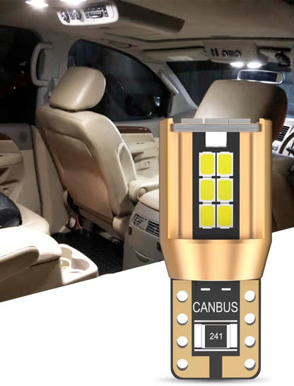 T10 W5W LED light bulbs 18-SMD canbus error free super bright Interior Bulbs Parking led bulb License Plate Reading Roof Light dome led lights for car bike motorcycle(Pure white,18 leds, pack of 2)