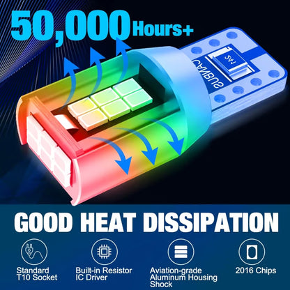 T10 W5W LED light bulbs 18-SMD canbus error free super bright Interior Bulbs Parking led bulb License Plate Reading Roof Light dome led lights for car bike motorcycle(Pure white,18 leds, pack of 2)