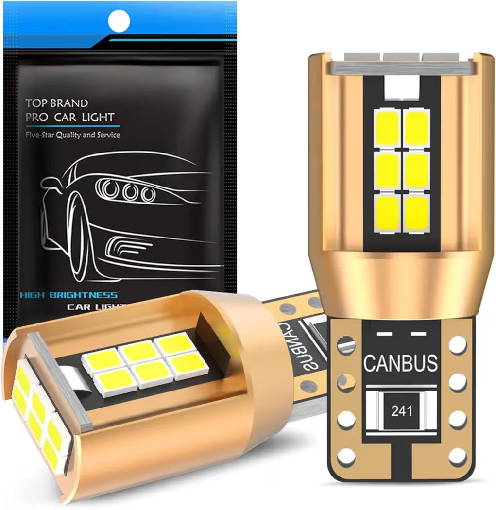 T10 W5W LED light bulbs 18-SMD canbus error free super bright Interior Bulbs Parking led bulb License Plate Reading Roof Light dome led lights for car bike motorcycle(Pure white,18 leds, pack of 2)