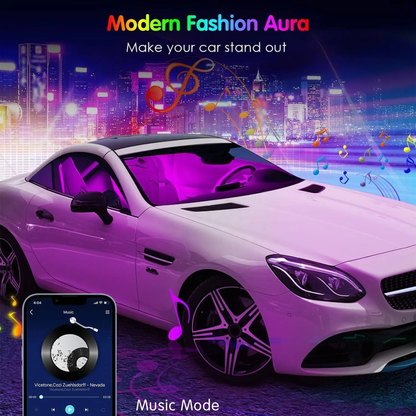 12 LED Multicolor Music Controlled Sound Activated for Car Interior Atmosphere Light (Works with All Cars)