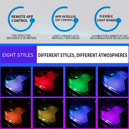 12 LED Multicolor Music Controlled Sound Activated for Car Interior Atmosphere Light (Works with All Cars)