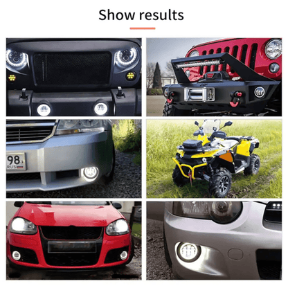 CAR LED FOG LAMP FOGLIGHT 3.5INCH UNIVERSAL ROUND SHAPE WITH DRL AND INDICATOR 3 PROJECTOR LENS STRAIGHT LINE FLOOD BEAM PATTERN - AUTOXPOCAR LED FOG LAMP FOGLIGHT 3.5INCH UNIVERSAL ROUND SHAPE WITH DRL AND INDICATOR 3 PROJECTOR LENS STRAIGHT LINE FLOOD BEAM PATTERNAUTOXPO