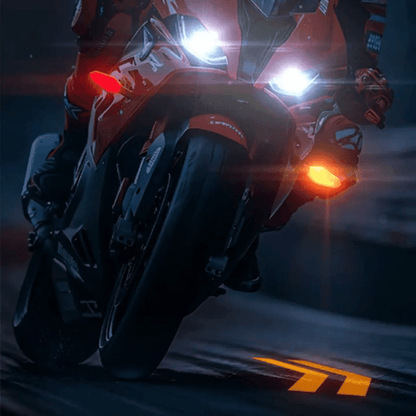 LED Turn Signal Light RGB Color DRL Amber Underglow Projection Lamp Sequential Flowing Flash Indicator shadow Light for Motorcycle pack of 2 pcs - AUTOXPO