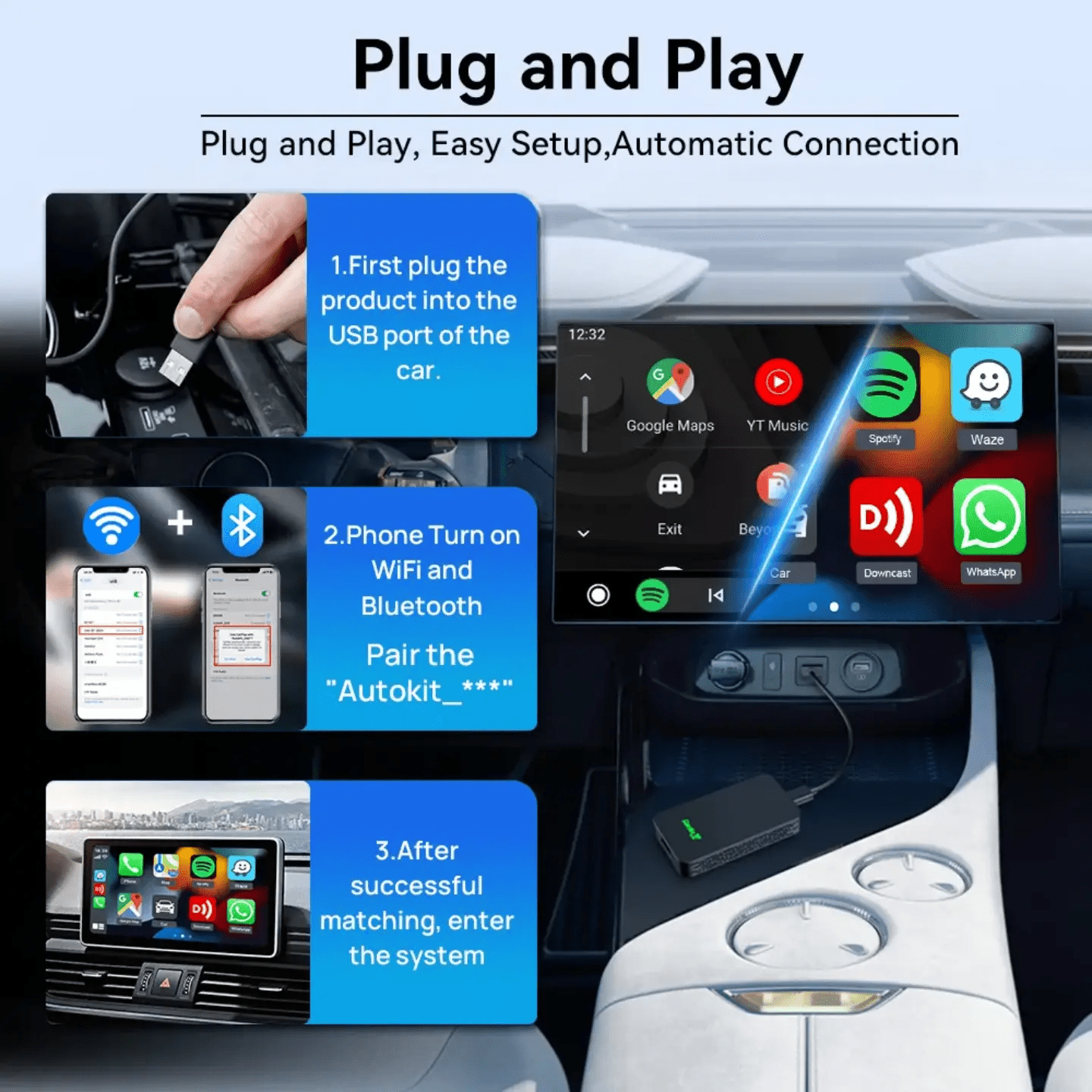 The 2air Carlinkit 5.0 Wireless CarPlay and android auto adapter supports wireless Android Auto and CarPlay with an Atmel AT91SAM9260 CPU and adaptive resolution - AUTOXPO