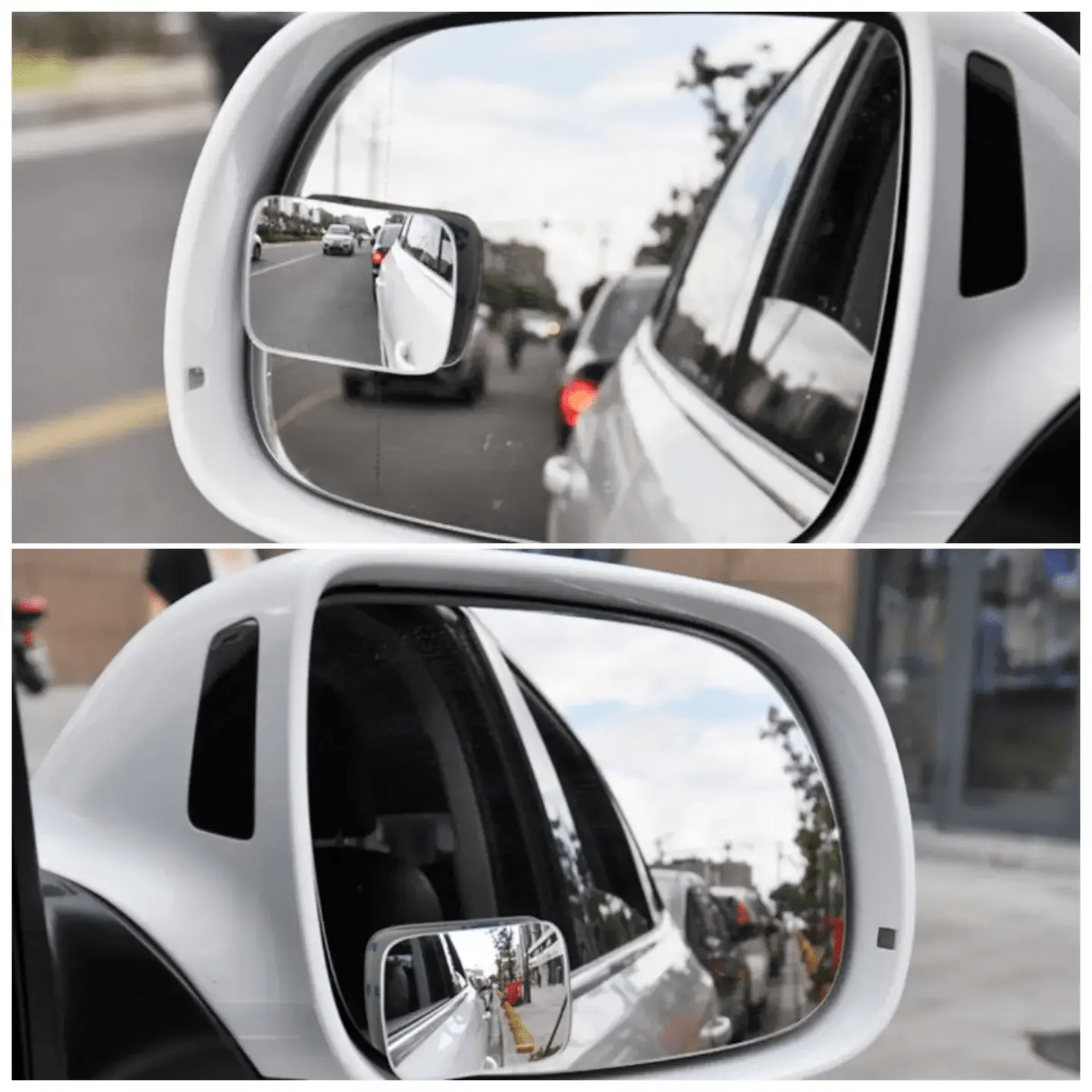 Premium quality Convex frameless mirror car side mirror blind spot mirror rectangular wide angle HD clear adjustable 360 rotatable side mirror(set of 2 pcs) - AUTOXPO