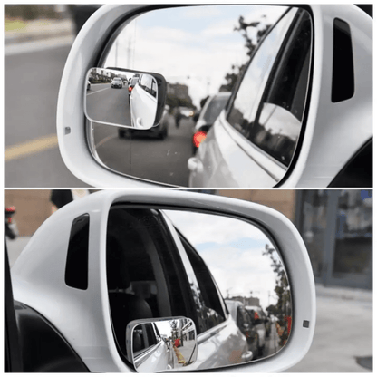 Premium quality Convex frameless mirror car side mirror blind spot mirror rectangular wide angle HD clear adjustable 360 rotatable side mirror(set of 2 pcs) - AUTOXPO