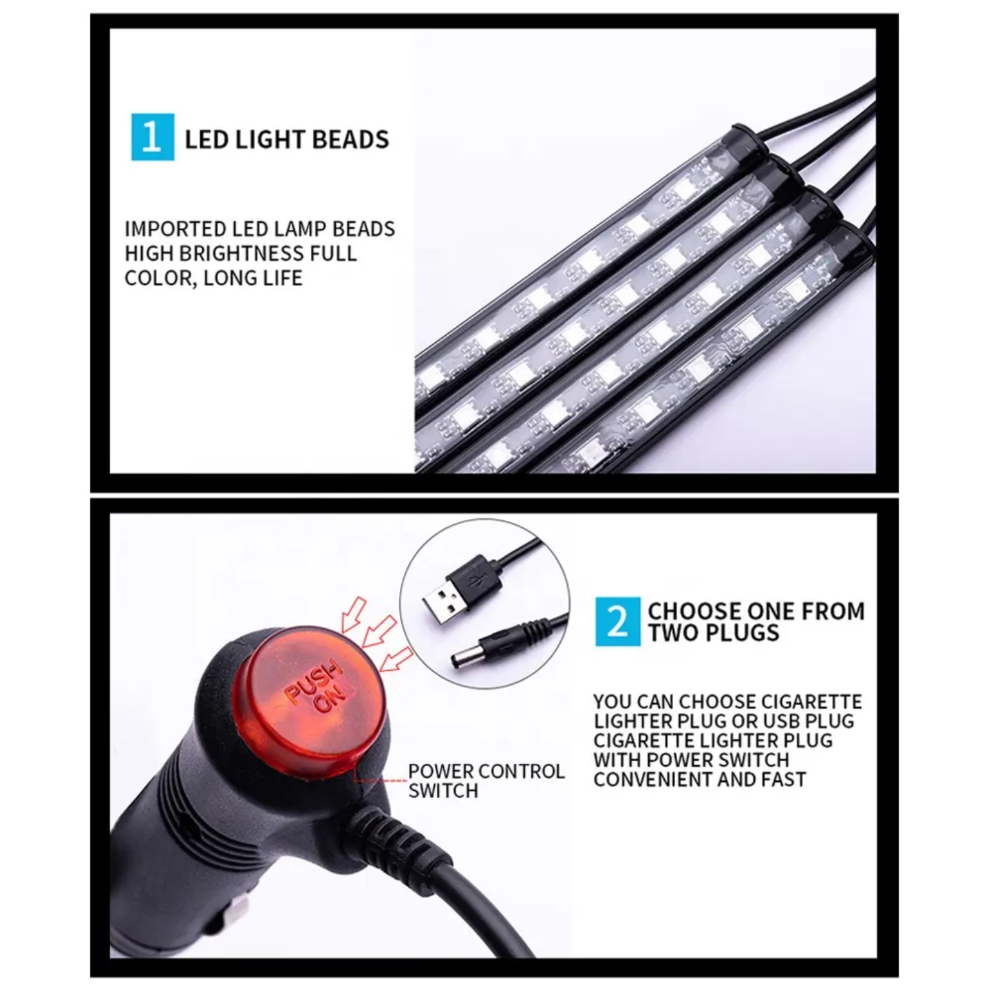 12 LED Multicolor Music Controlled Sound Activated for Car Interior Atmosphere Light (Works with All Cars)